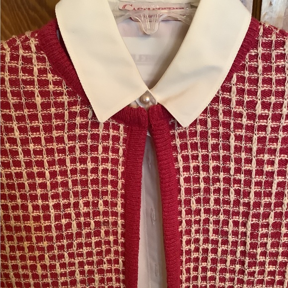 Castleberry, London, New York Chic Pink & White Tweed Jacket w/ White Blouse - Picture 2 of 16